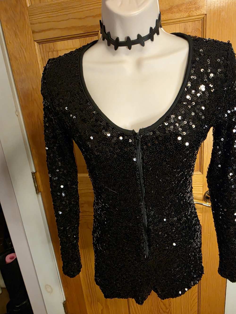 Spirit Black Sequin Long-Sleeve Romper